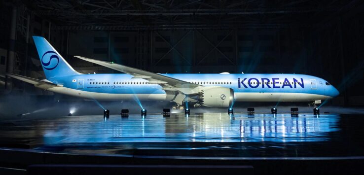 a large airplane in a hangar