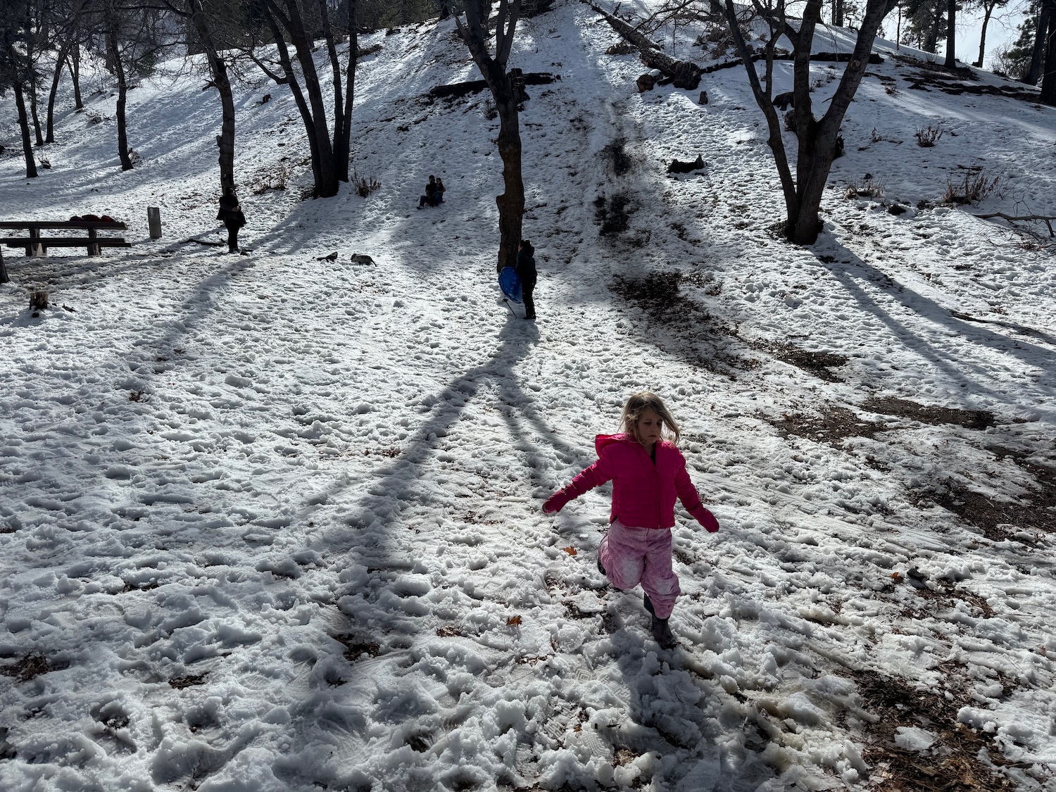 a girl running in the snow