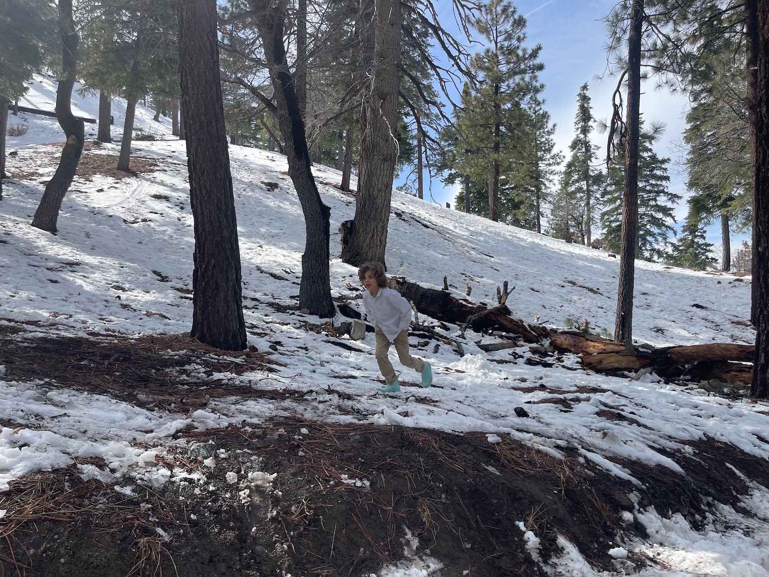 a person running through snow