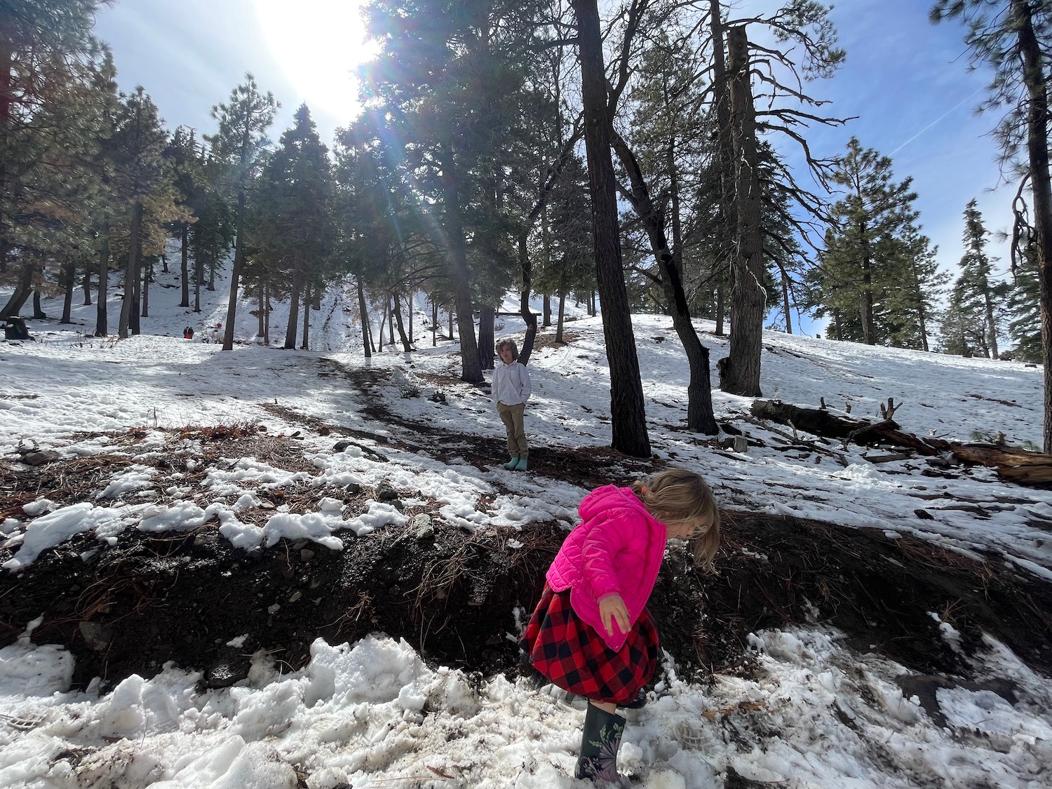 a girl playing in the snow