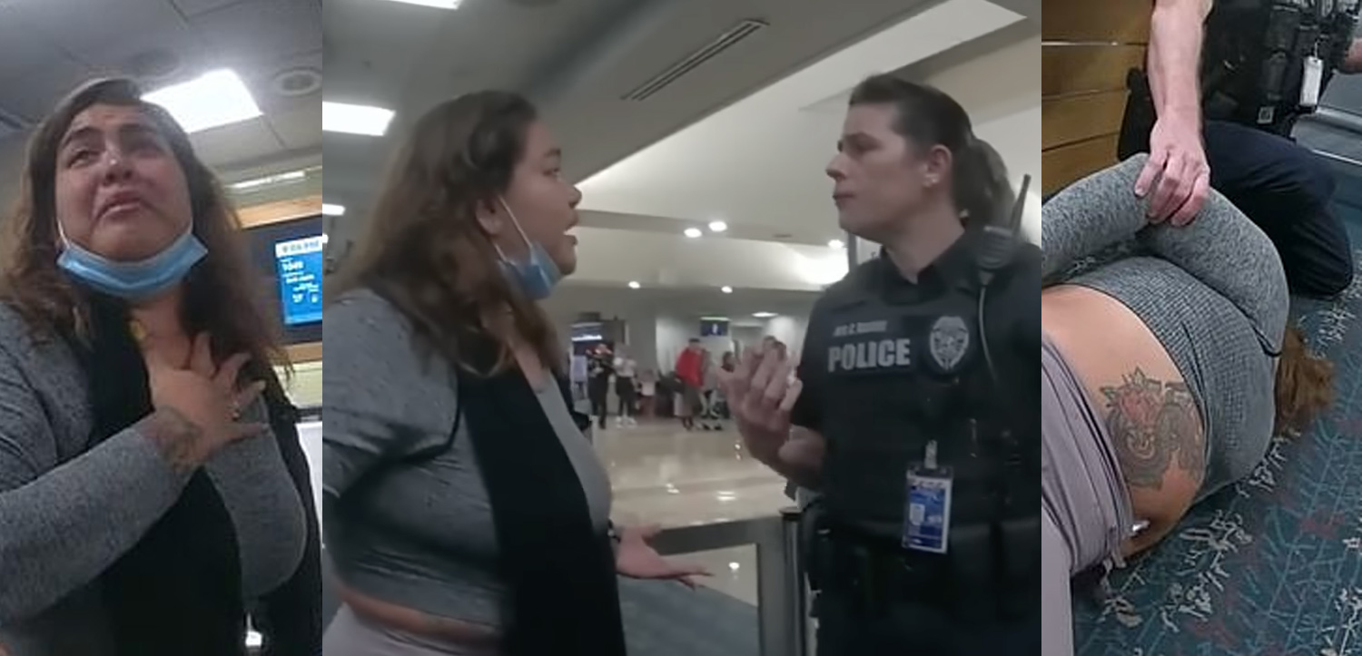 a woman talking to a police officer