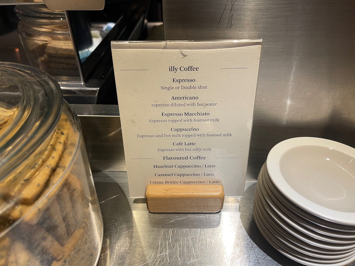 a menu on a counter