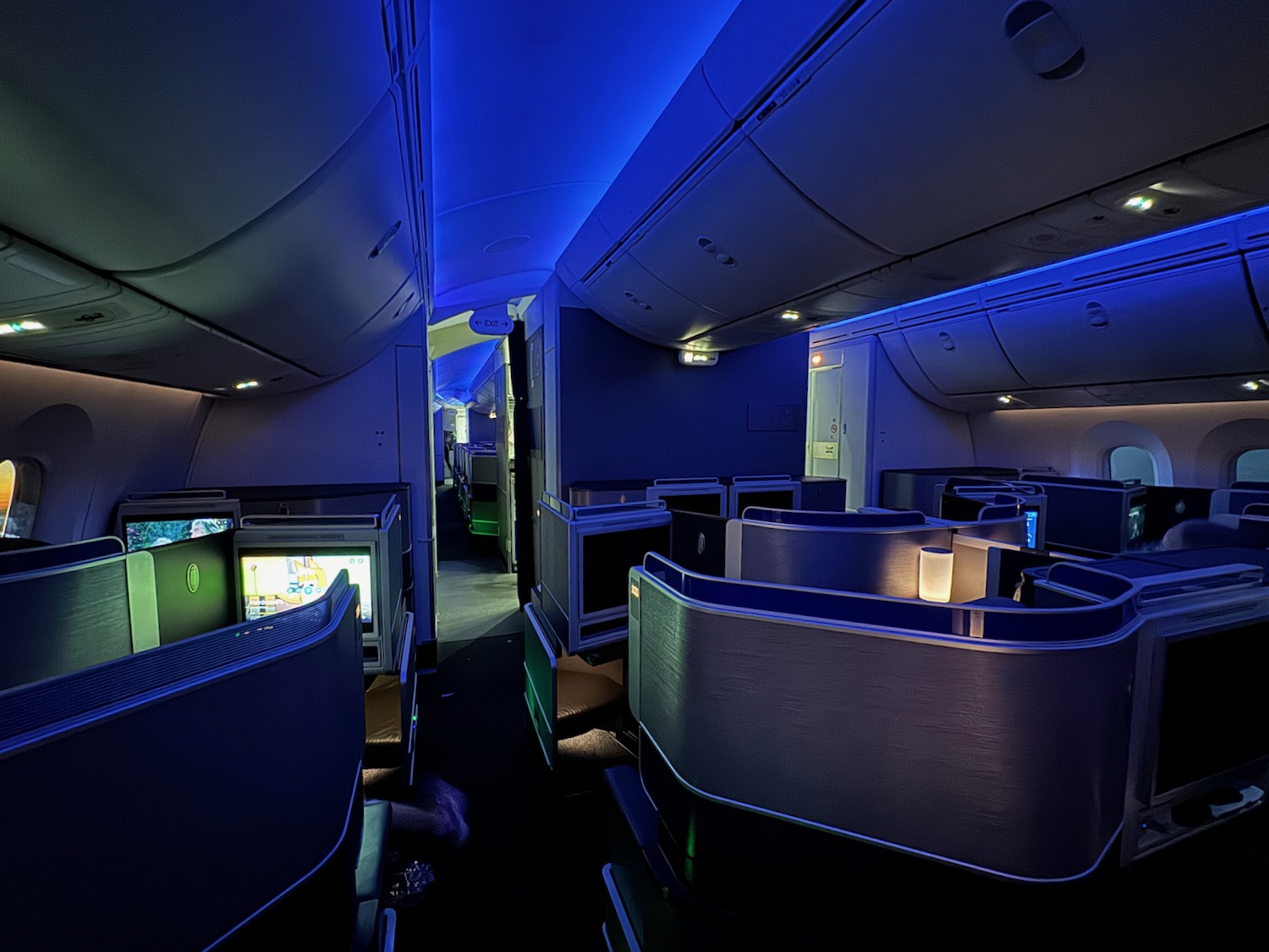 an airplane with a blue light