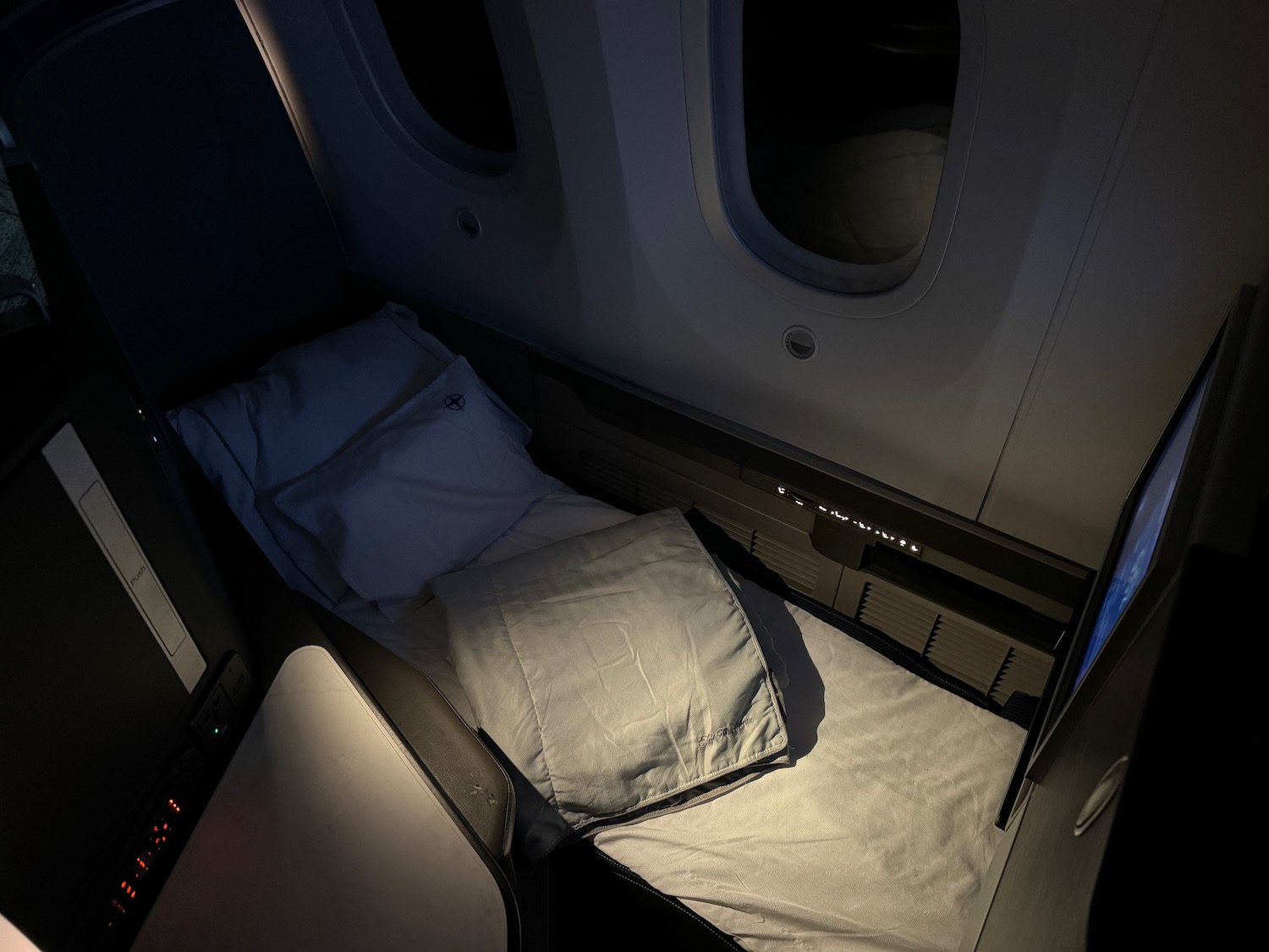 a bed in an airplane