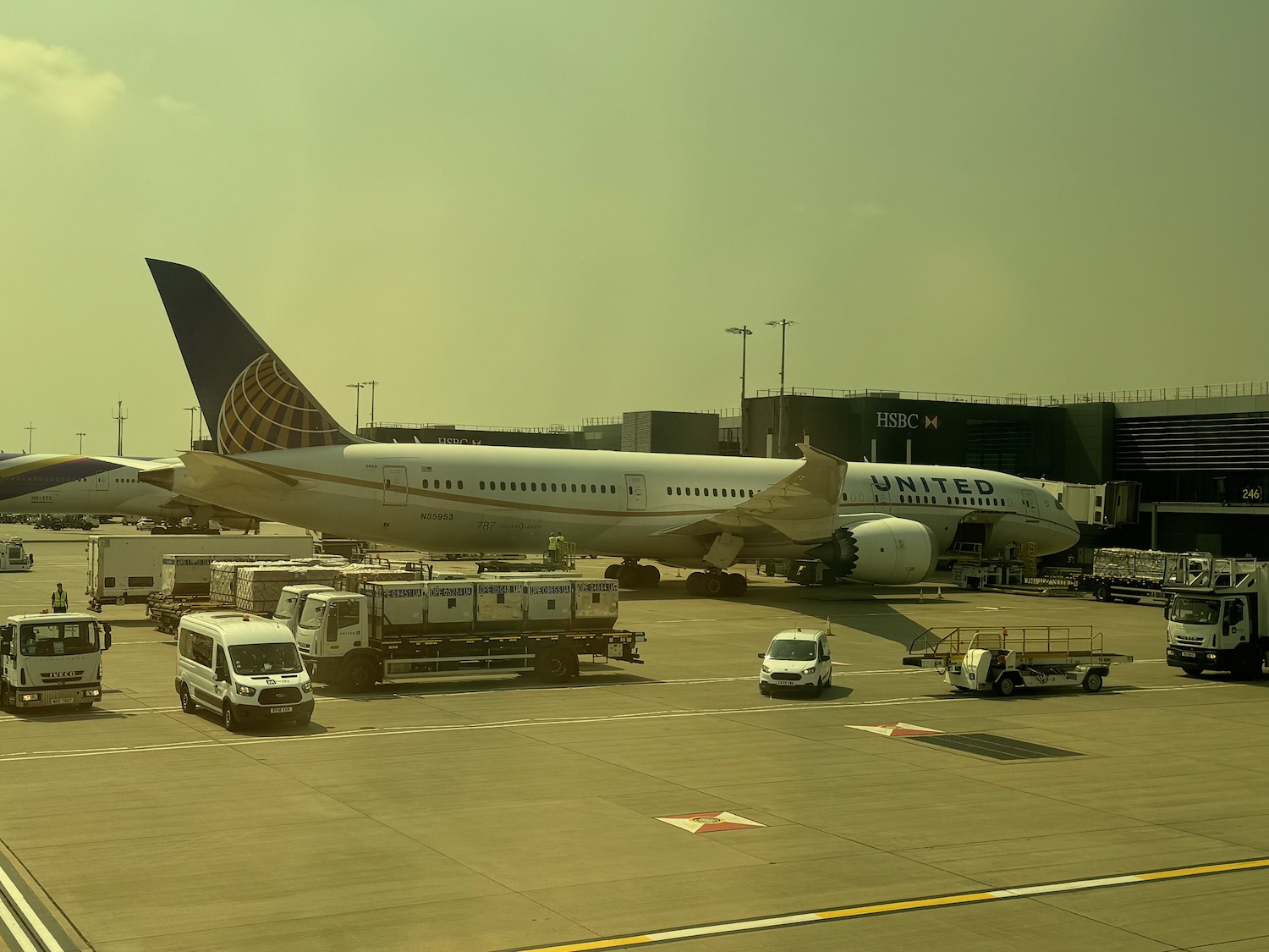 a plane parked on the tarmac