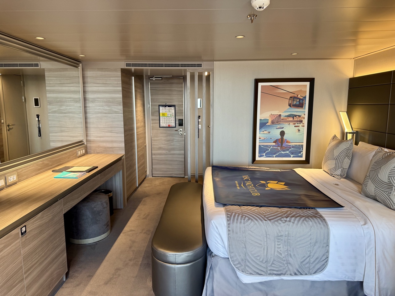 MSC World America 16016 Yacht Club Balcony from balcony to door