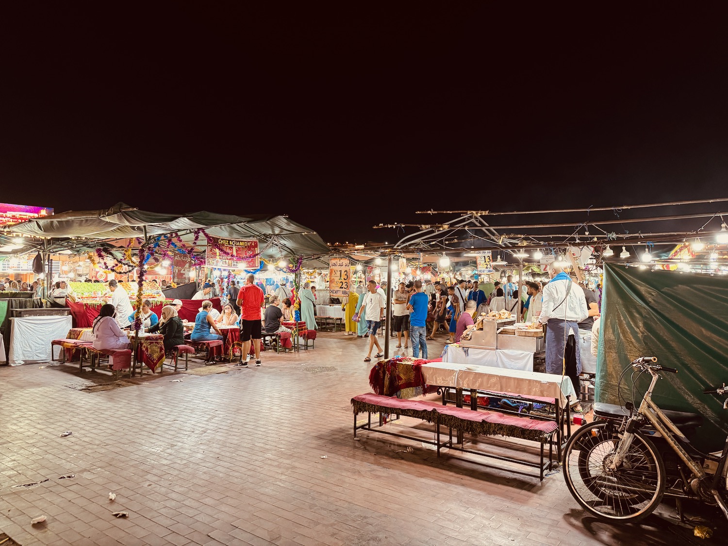 a group of people at a market