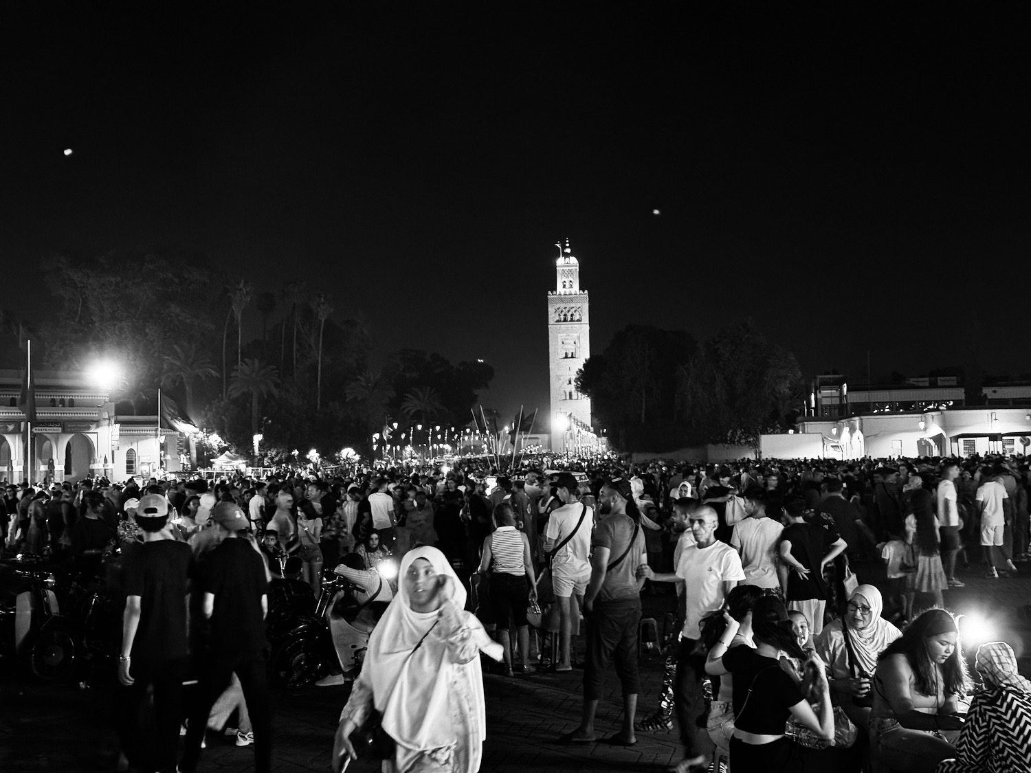 a large crowd of people at night