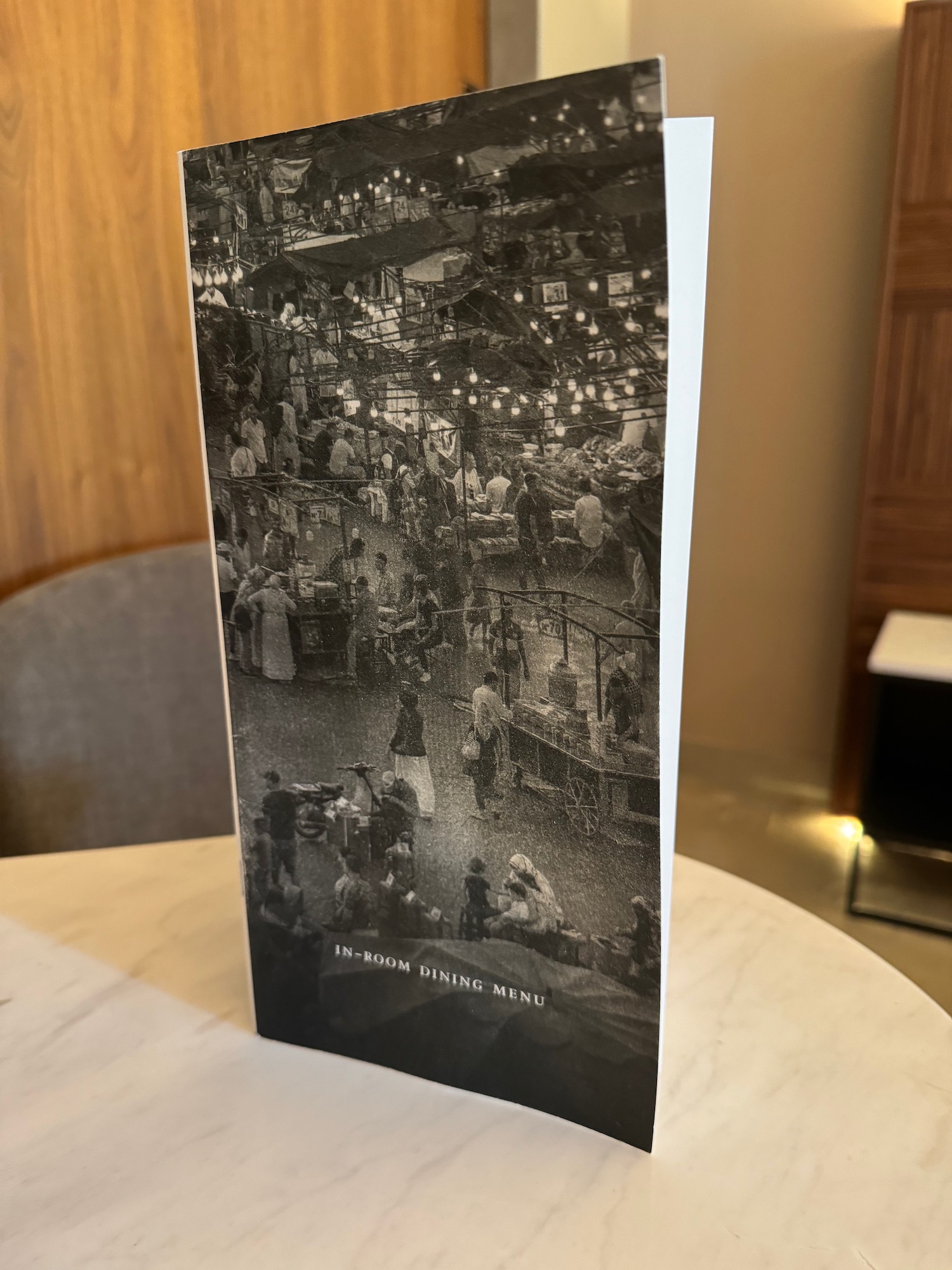 a menu on a table