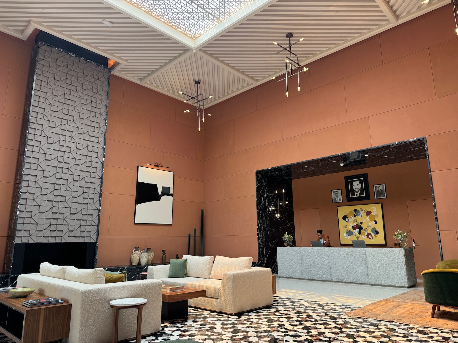 a large room with a large ceiling and a large window