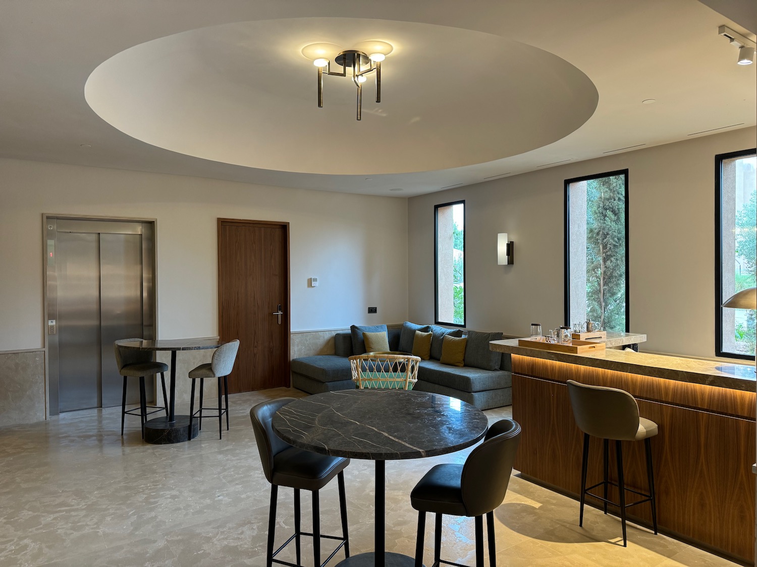 a room with a couch and a table