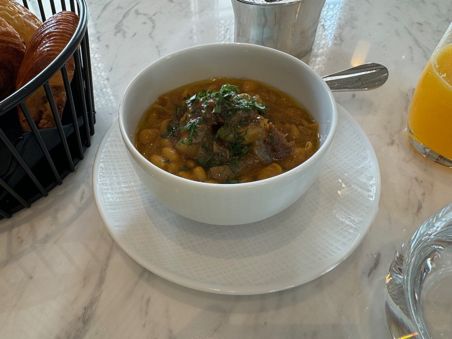 a bowl of soup on a plate