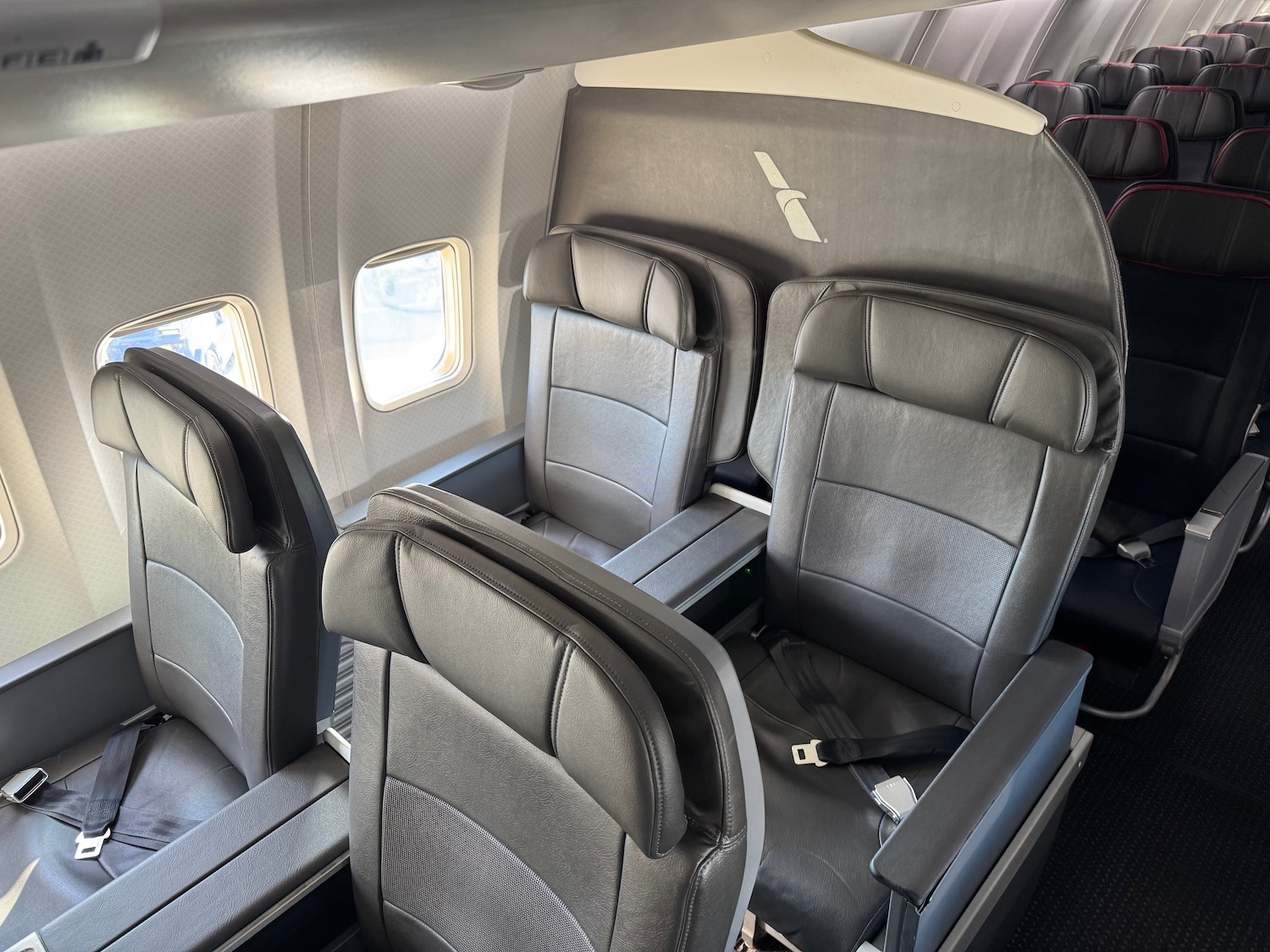 a row of seats in an airplane