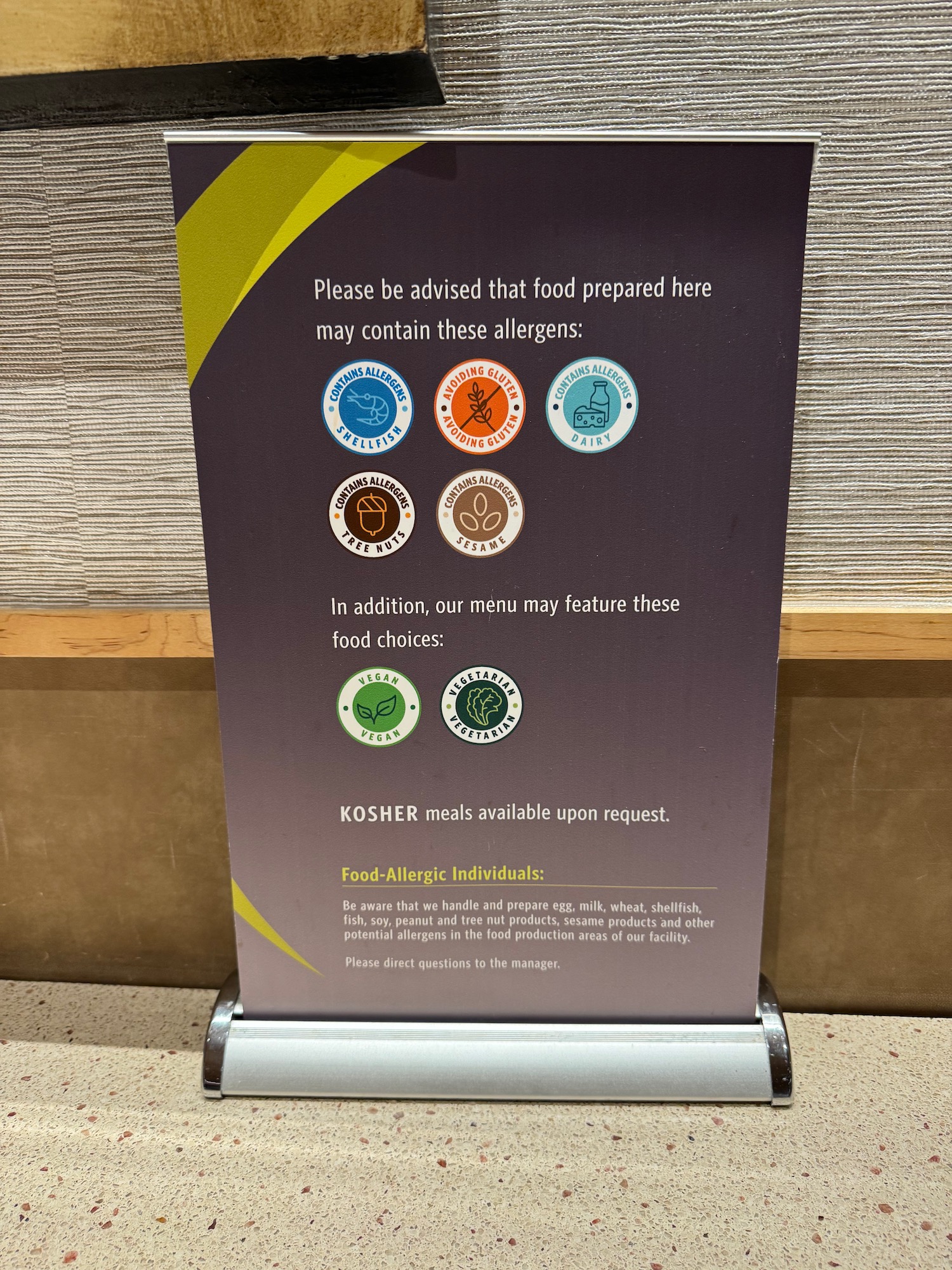 a sign on a counter