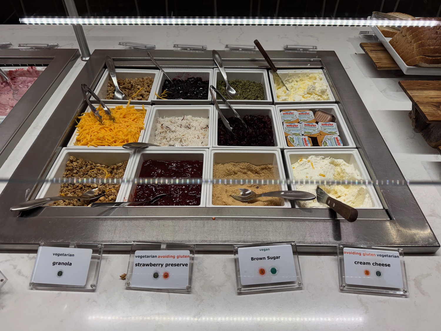 a tray of food in a buffet