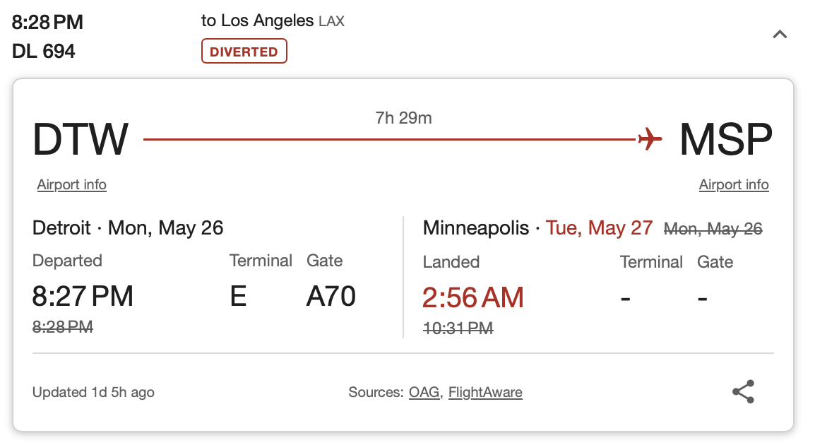 a screenshot of a flight schedule