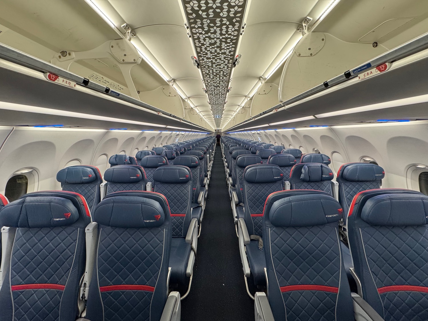rows of seats in an airplane