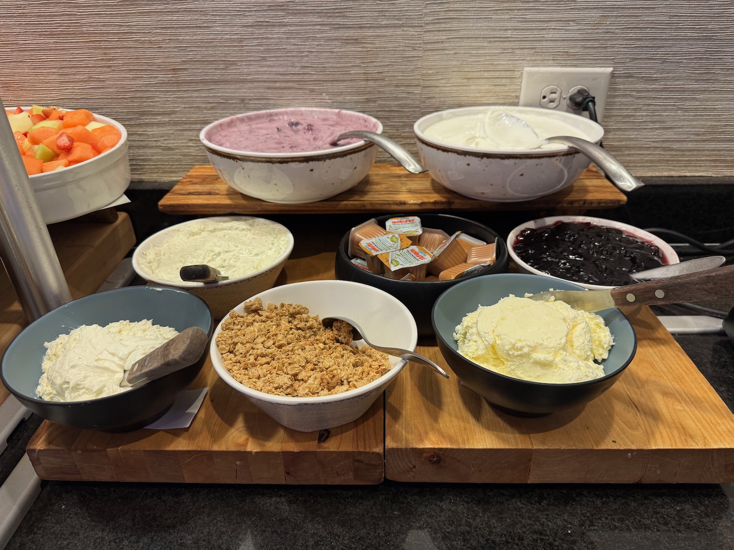 a table with bowls of food