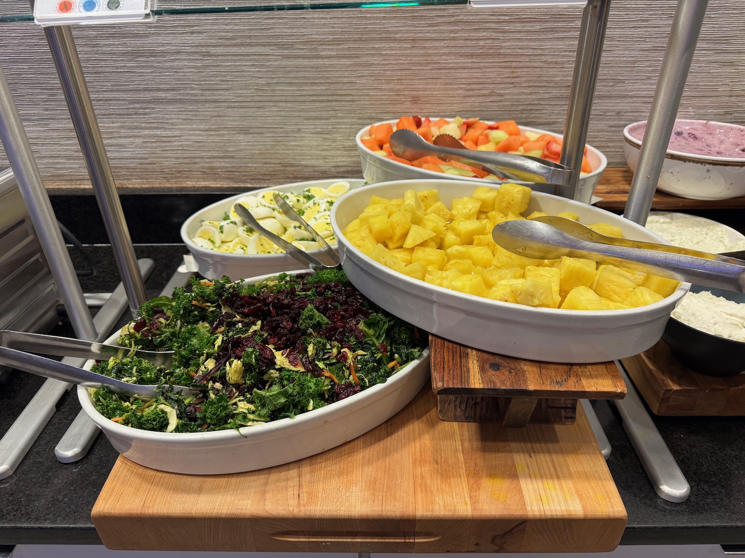 a group of bowls of food