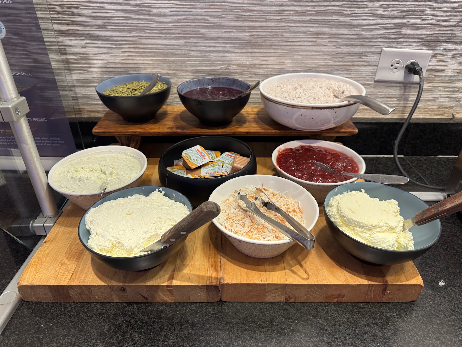 a table with bowls of food