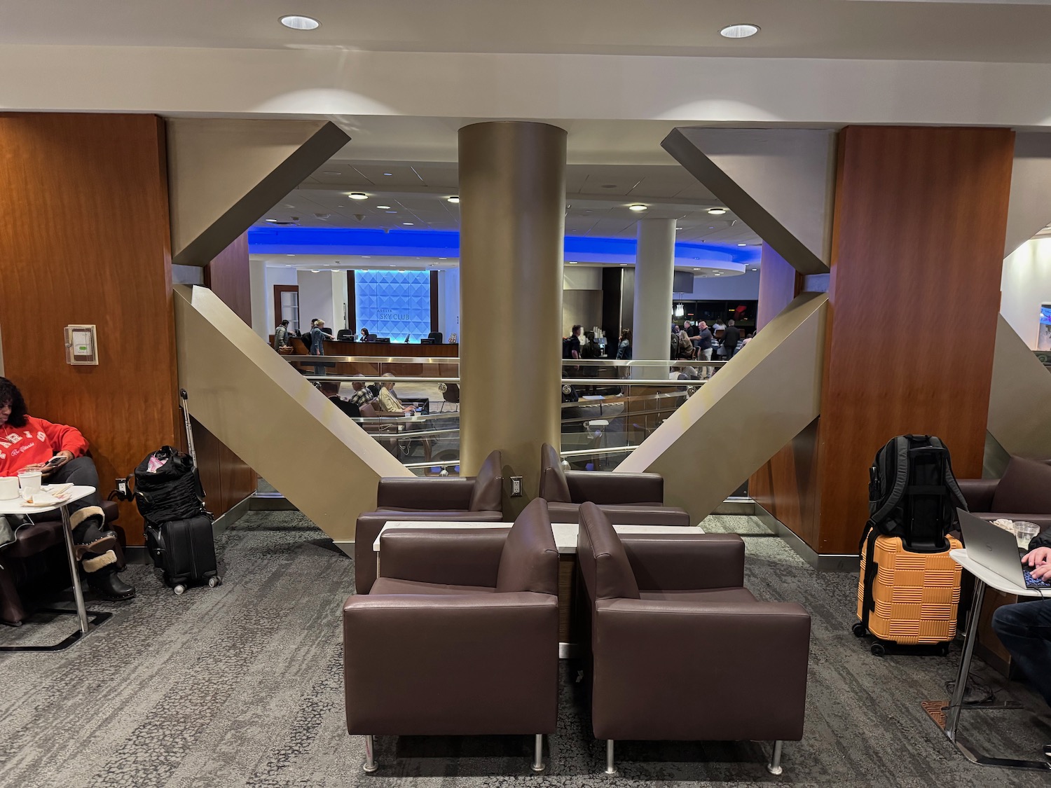 a group of chairs in a lobby