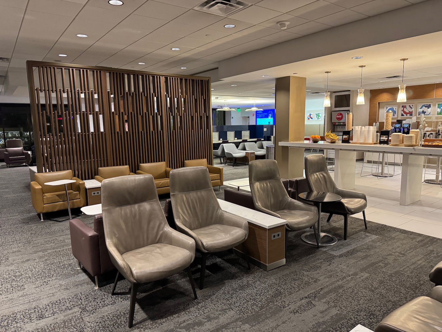 a room with chairs and tables