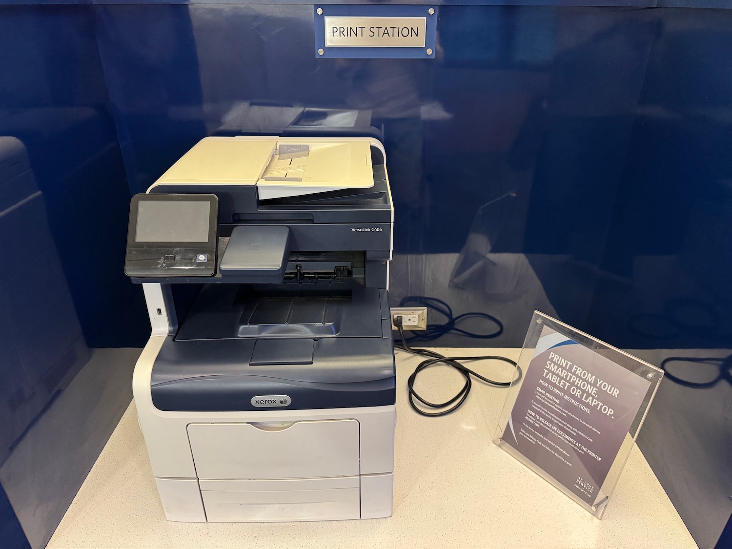 a printer in a display case