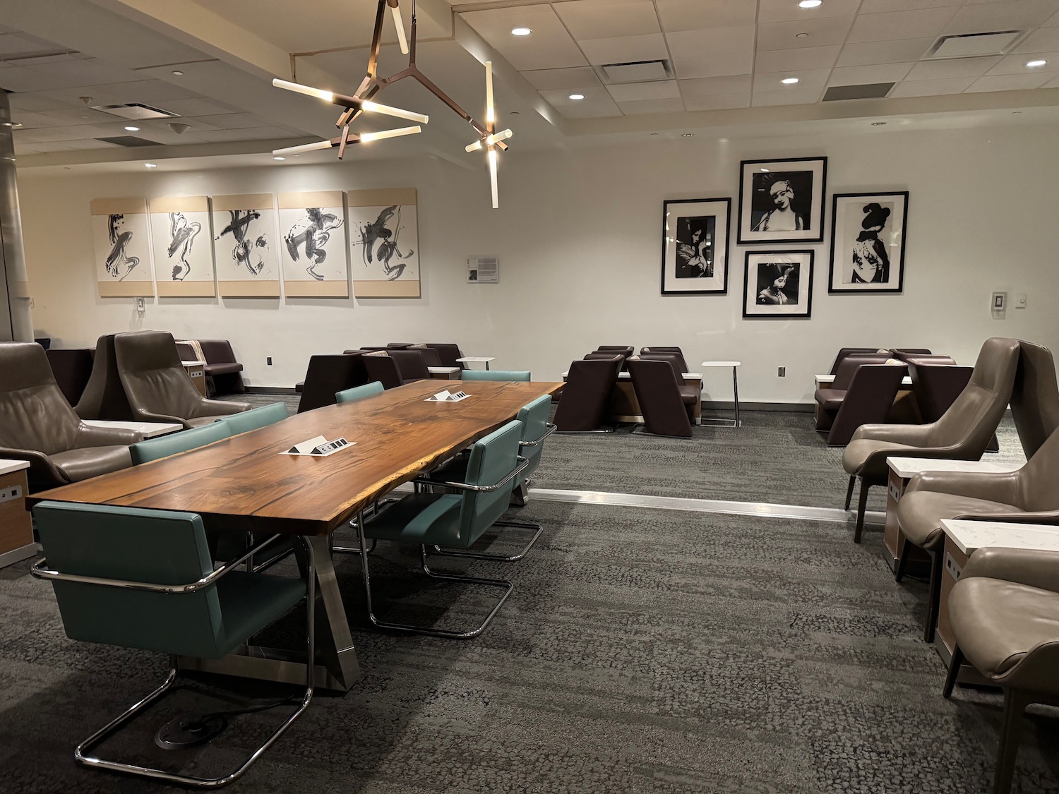 a room with a table and chairs