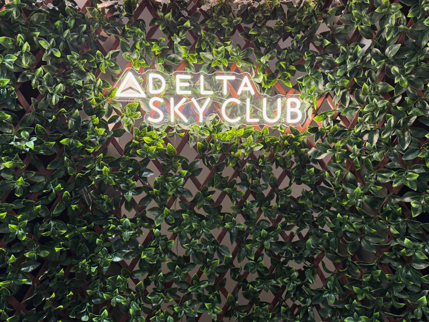 a sign on a wall of leaves