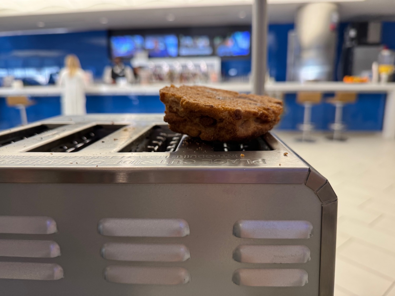 a piece of food on a toaster