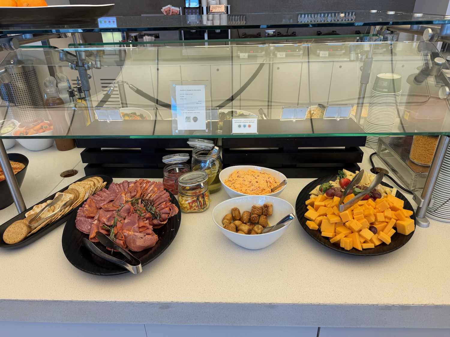 a counter with food on it