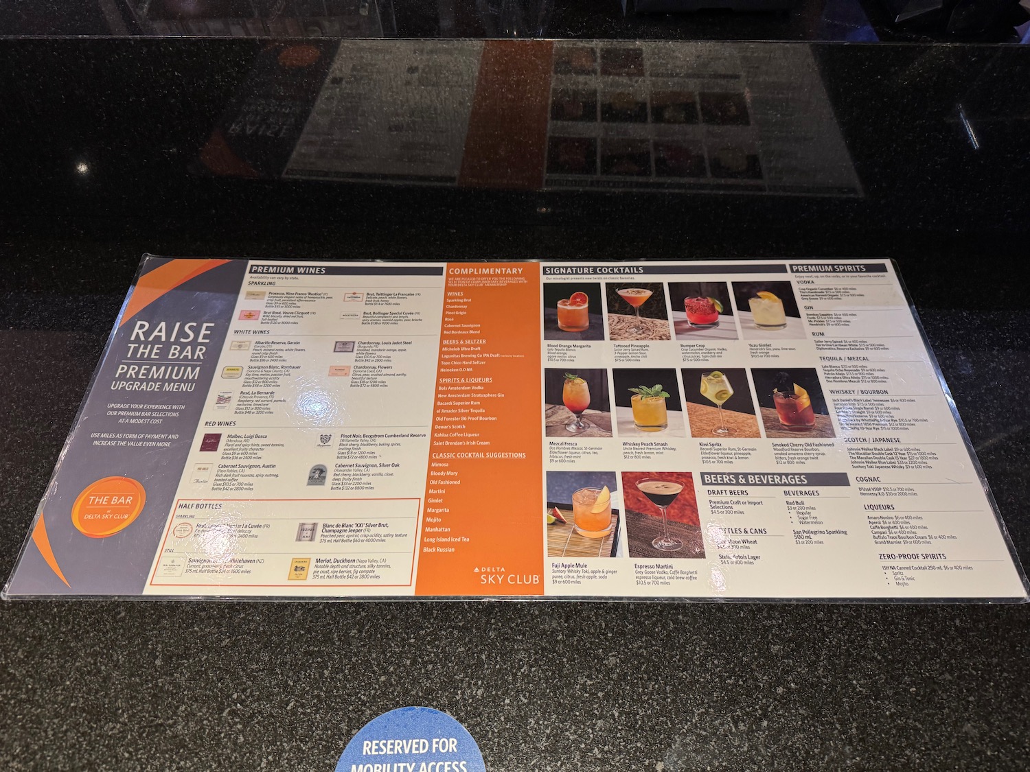 a menu on a table