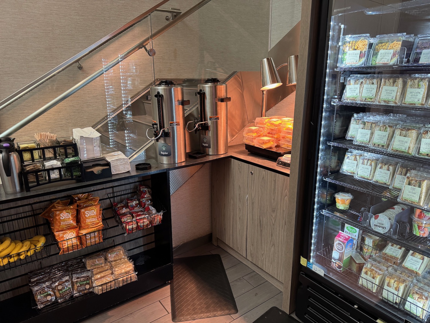 a coffee machine and a display case