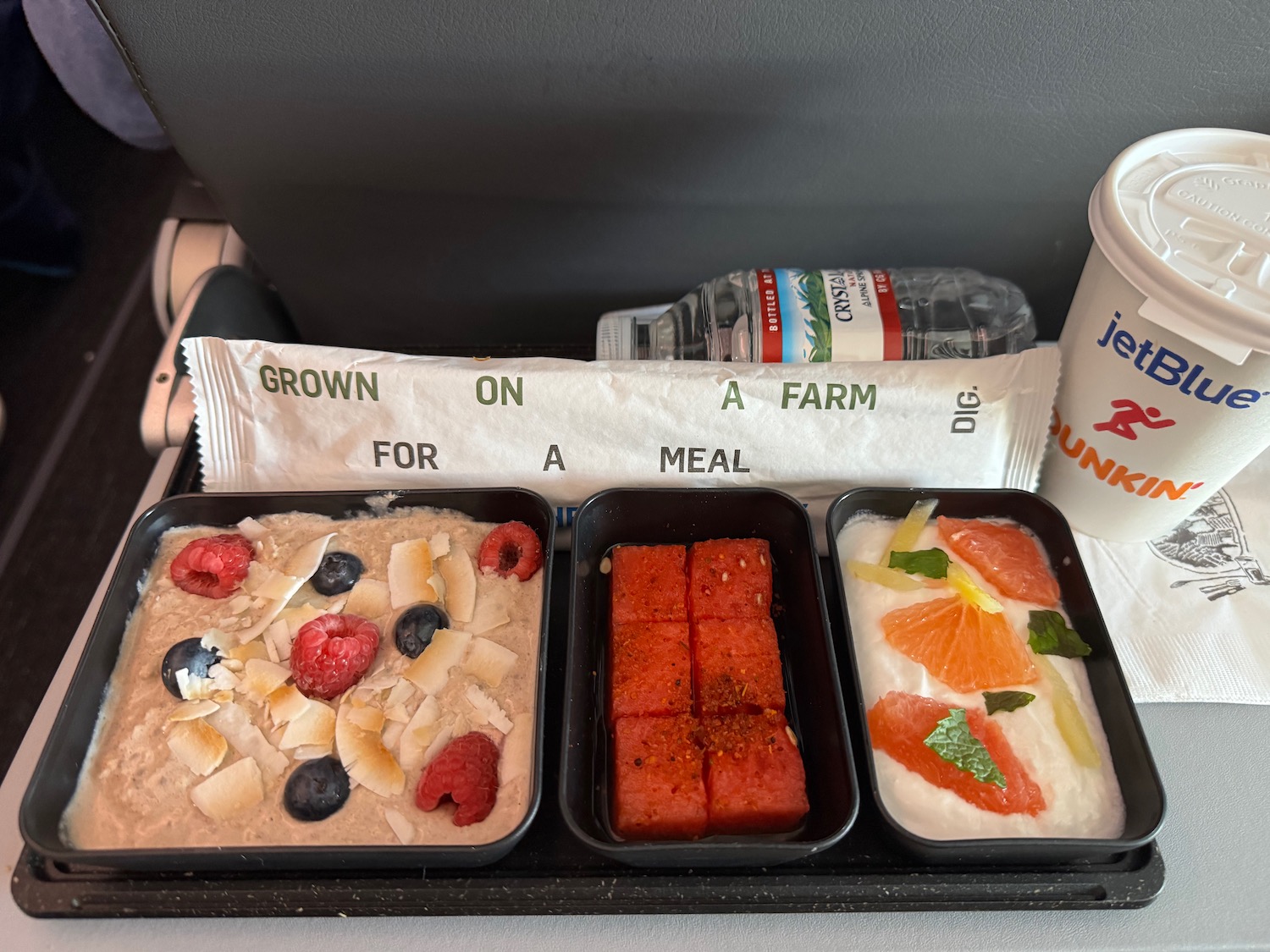 food in a tray on a plane