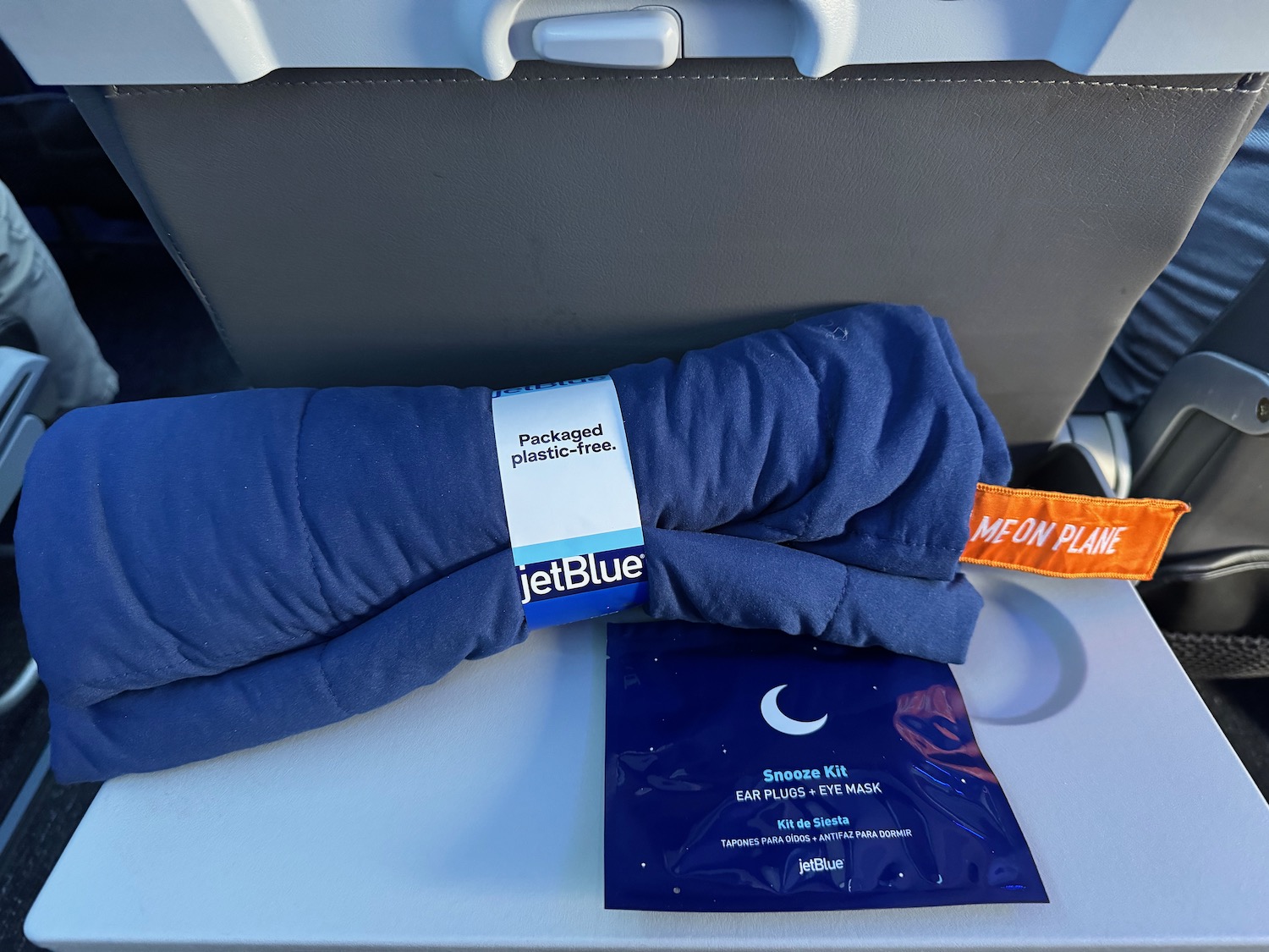 a blue blanket on a table