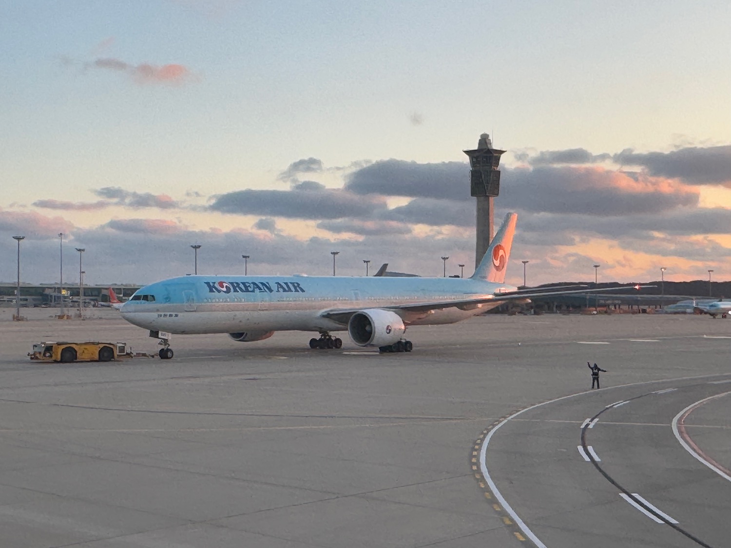 a plane on the runway