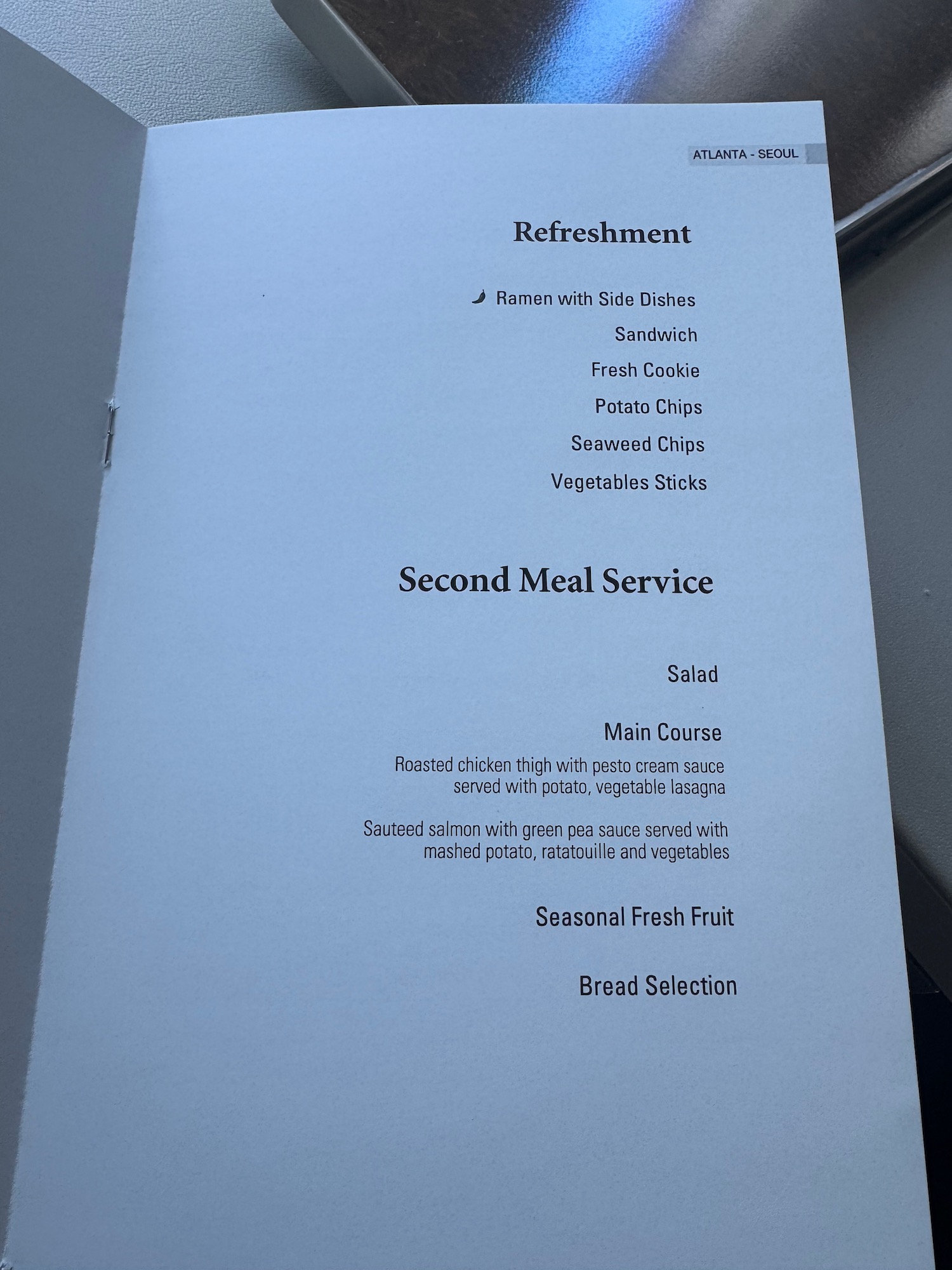 a menu on a table