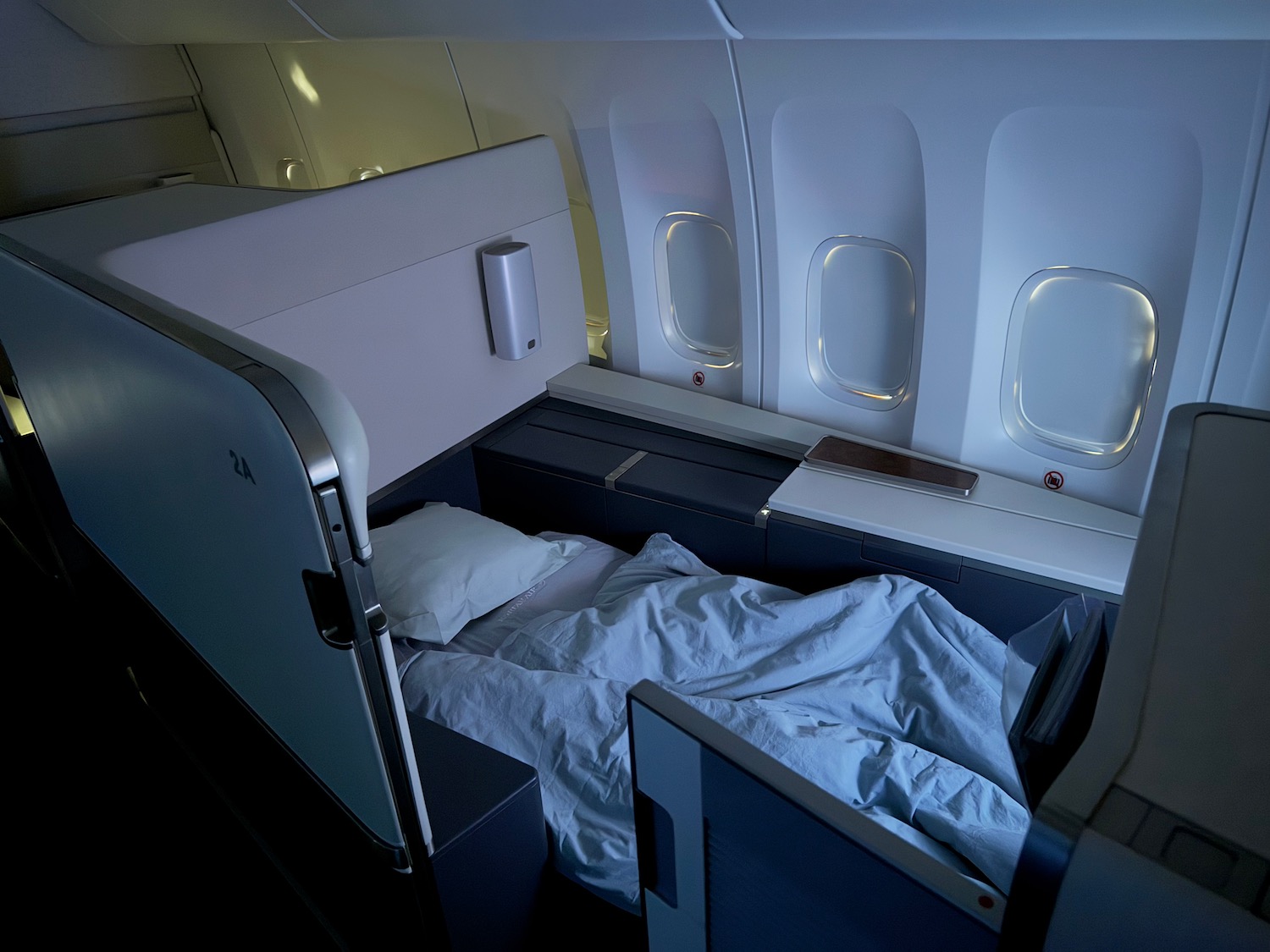 a bed in an airplane