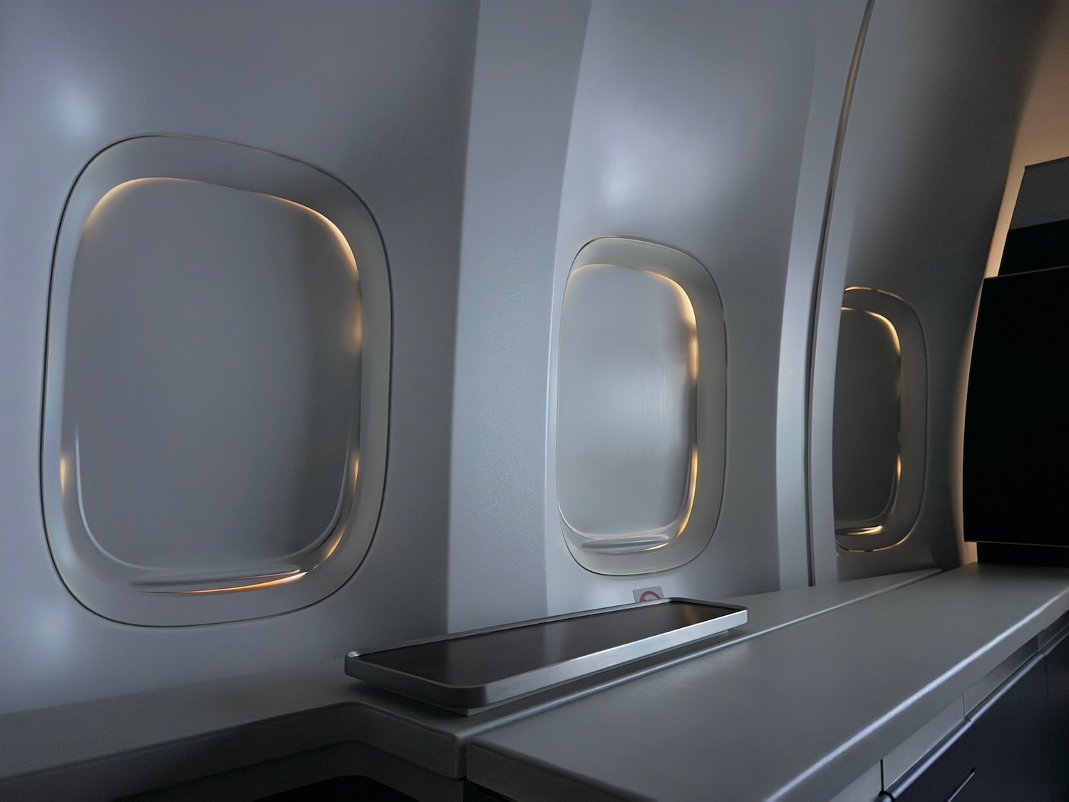 a row of windows in an airplane