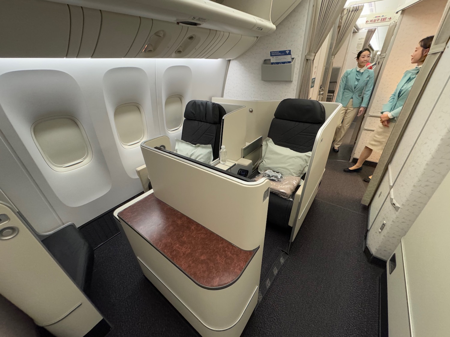 a person standing in the back of a plane