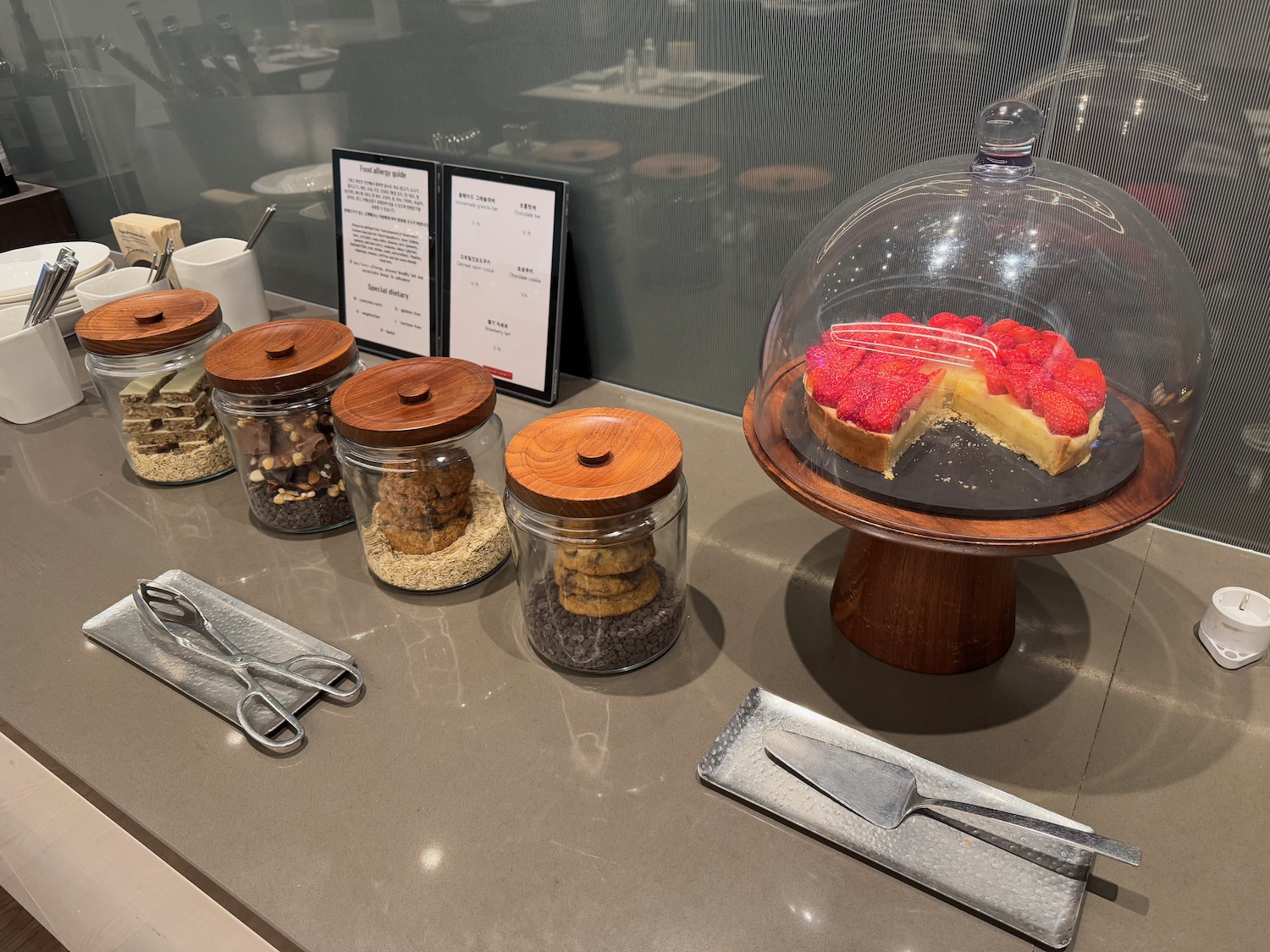 a display of food on a counter