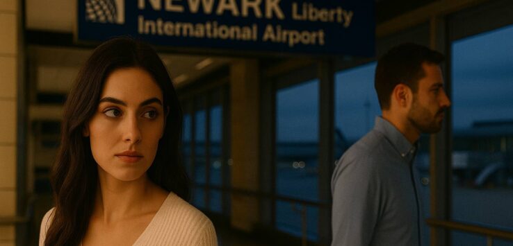 a woman looking at a man