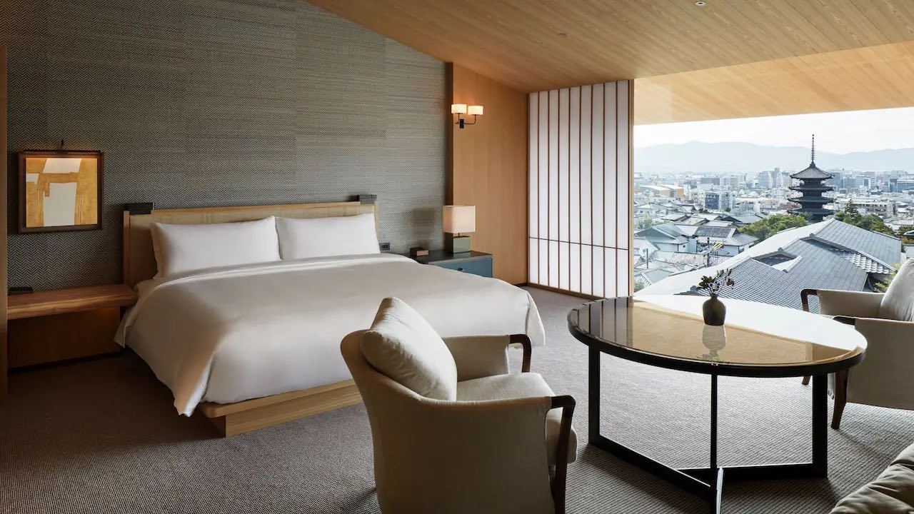 a room with a bed and a table