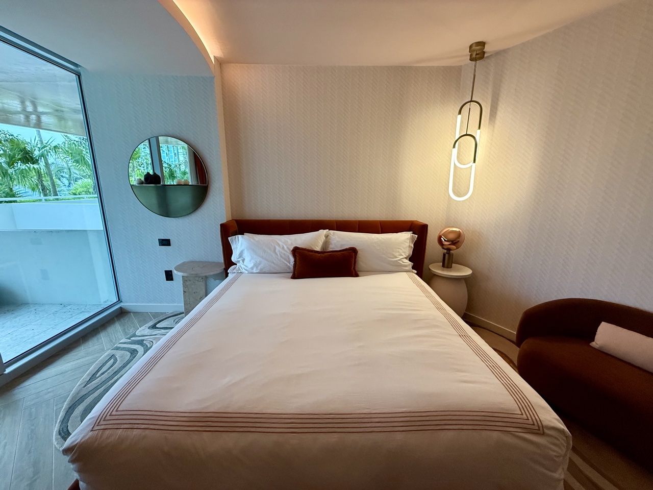 Thompson Miami Beach courtesy of Hyatt Hotels-king bed straight on