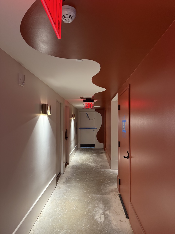 Thompson Miami Beach courtesy of Hyatt Hotels red hallway