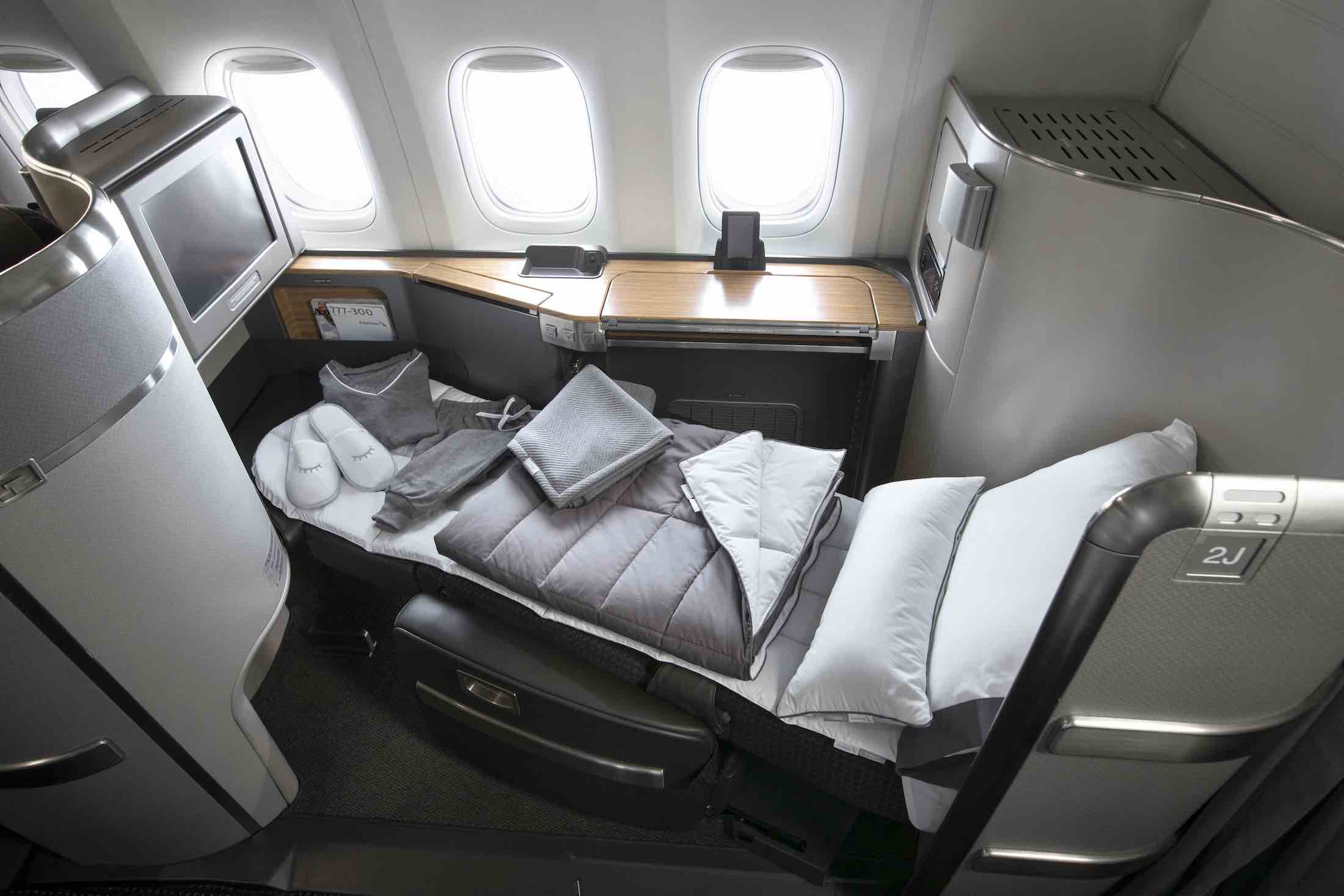 a bed in a plane