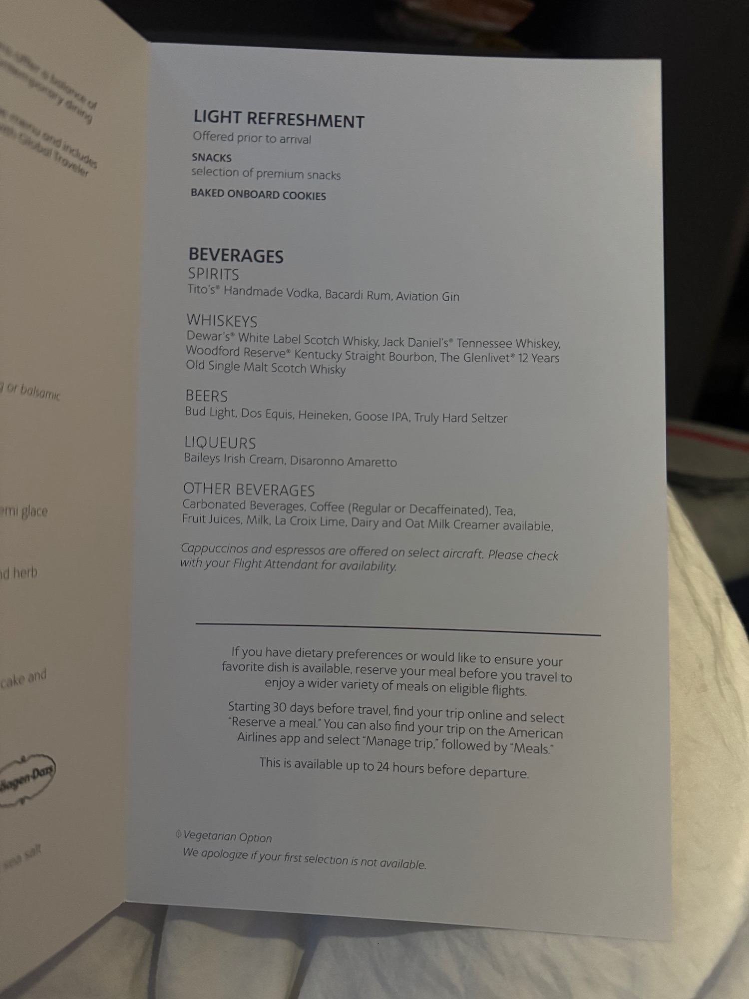 a menu of a restaurant