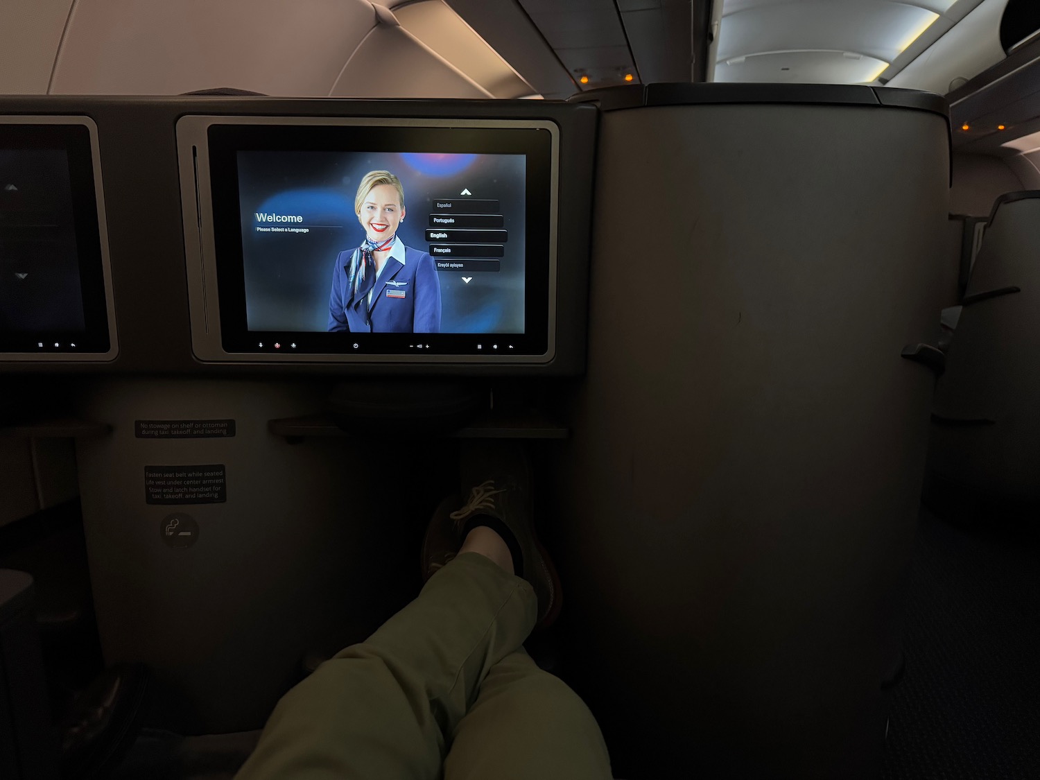 a tv screen on a plane
