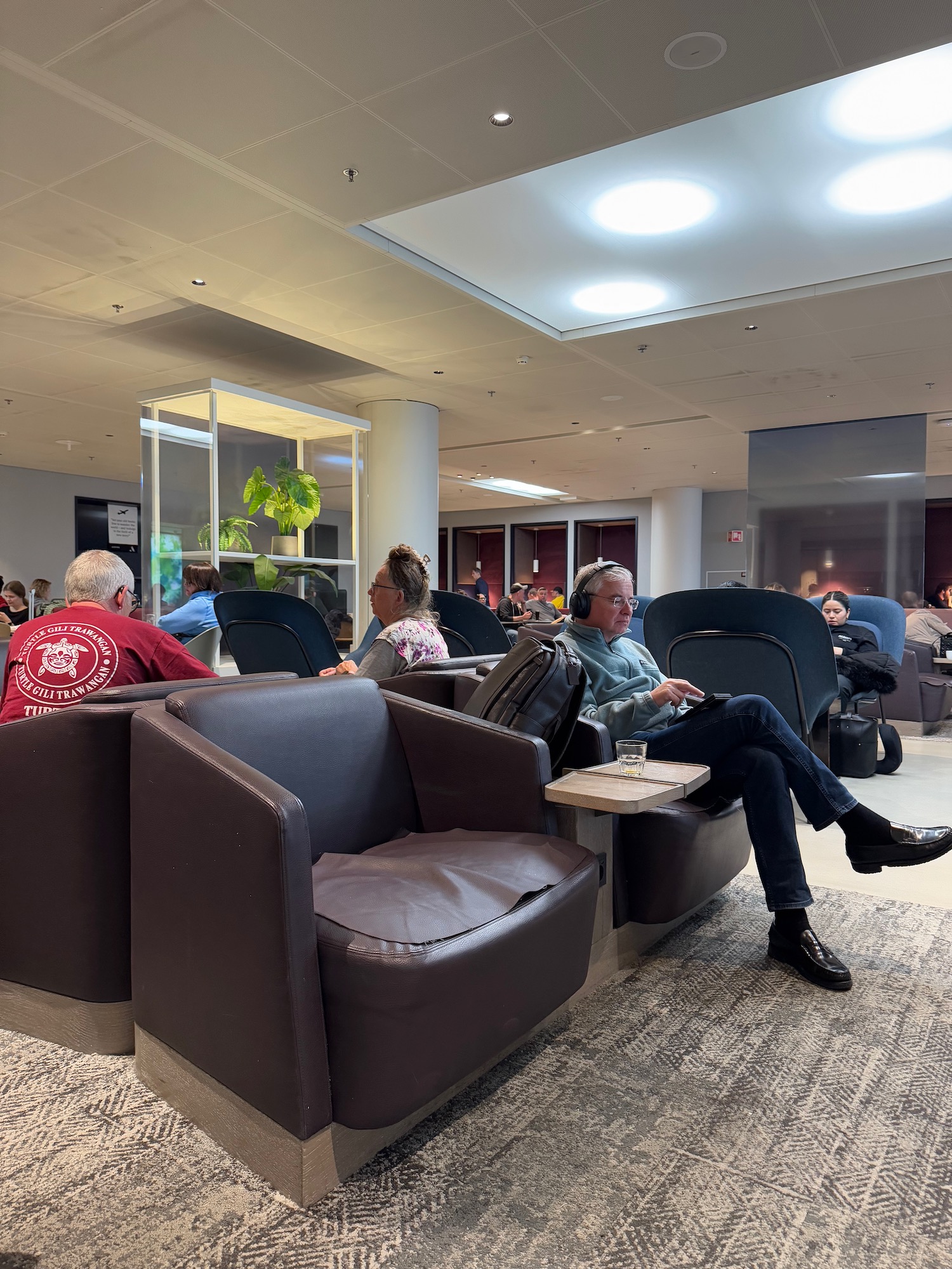 a group of people sitting in chairs