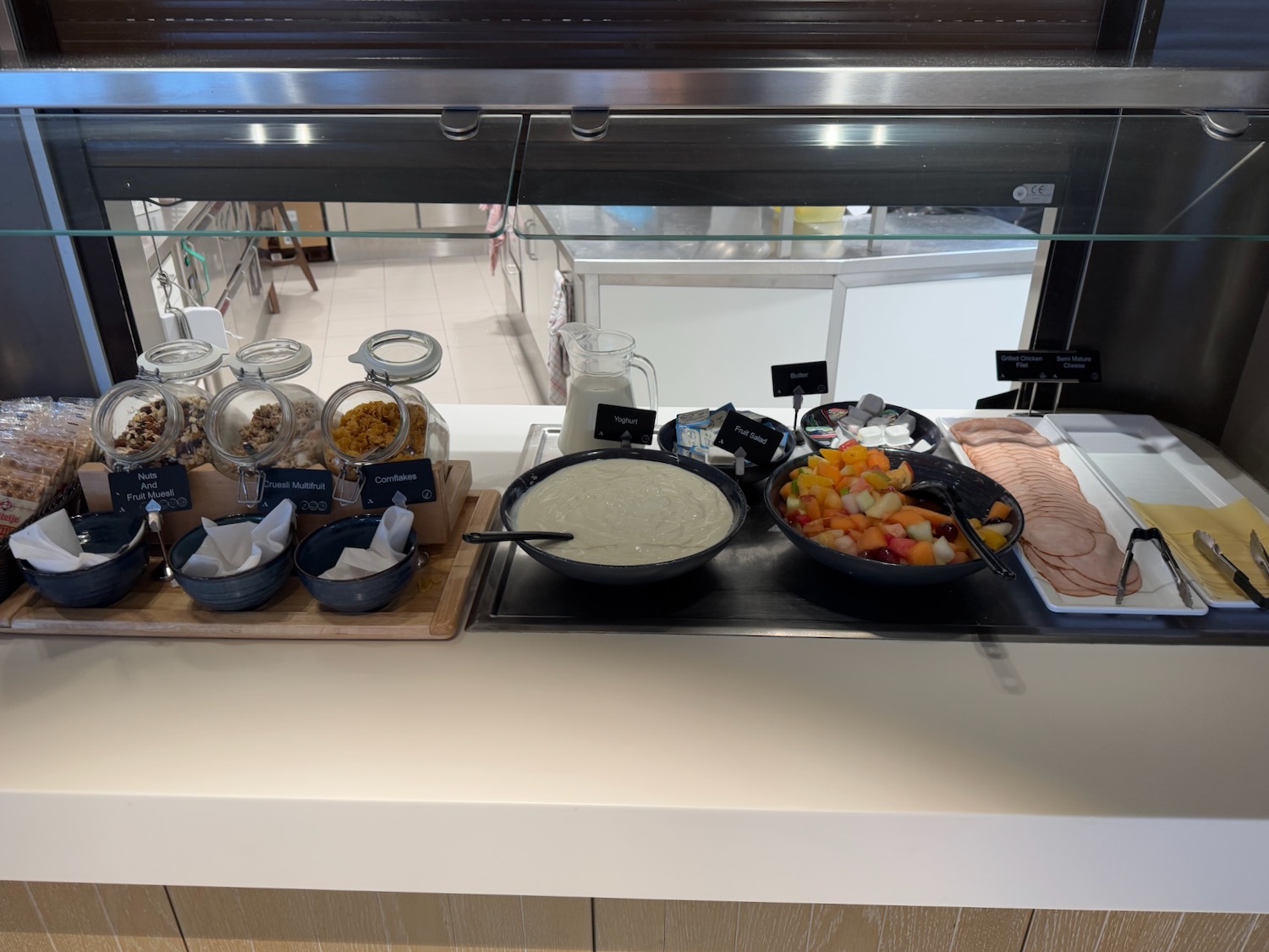a display case with food on it